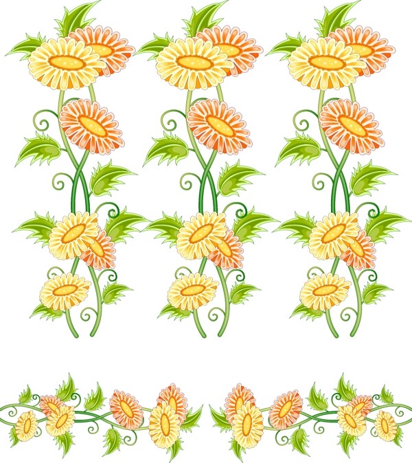 韓國植物花邊邊框矢量圖12