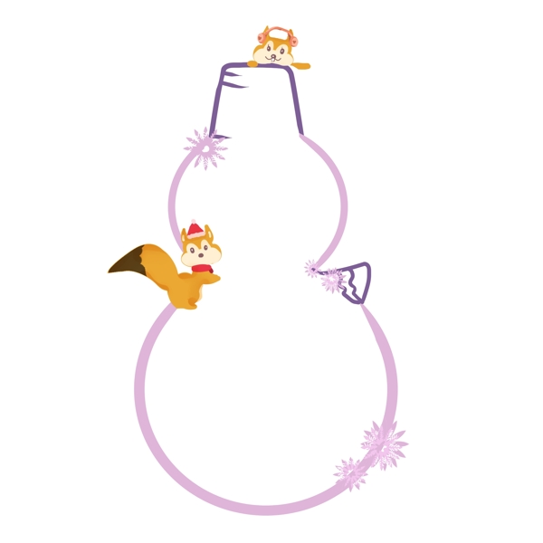 圣誕節(jié)雪人邊框插畫