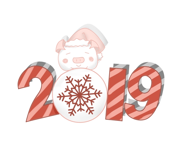 新年白色的小豬雪人