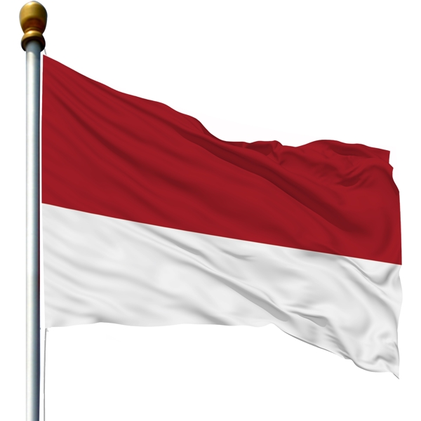 带旗杆的印度尼西亚国旗