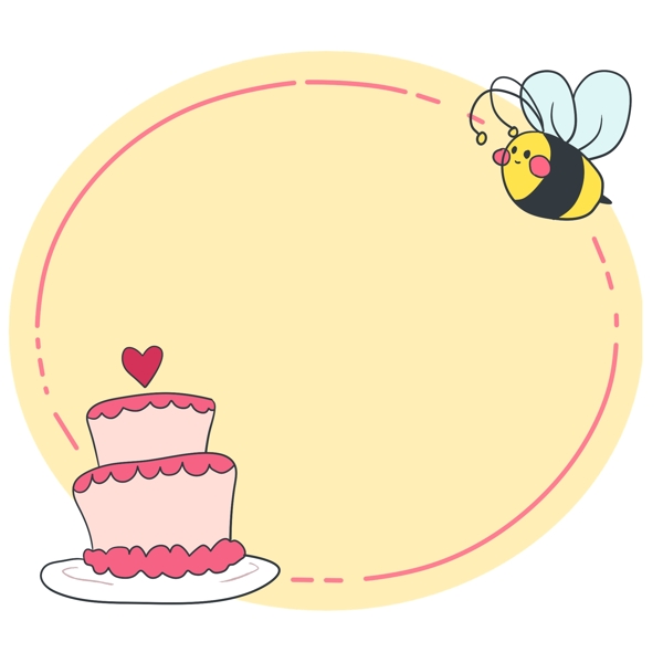 小蜜蜂蛋糕装饰边框