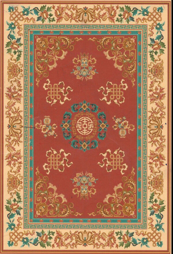 中式传统花卉地毯红地毯图片