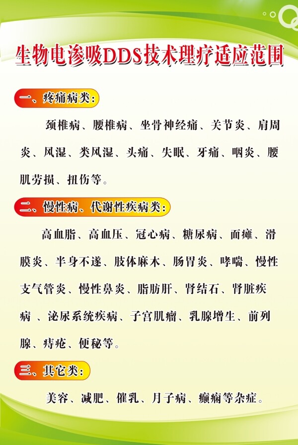 生物電滲吸技術(shù)理療適應(yīng)范圍