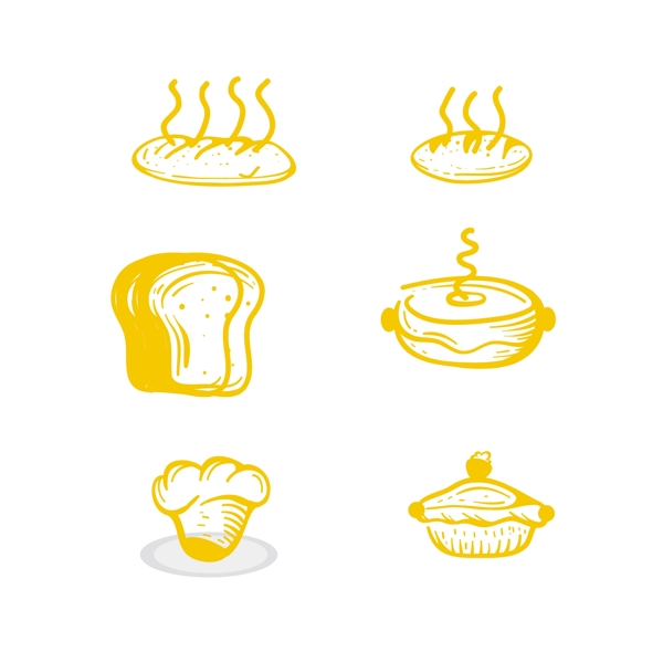 简约风格黄色系面包糕点元素