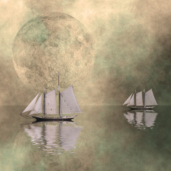 地球湖水帆船图片