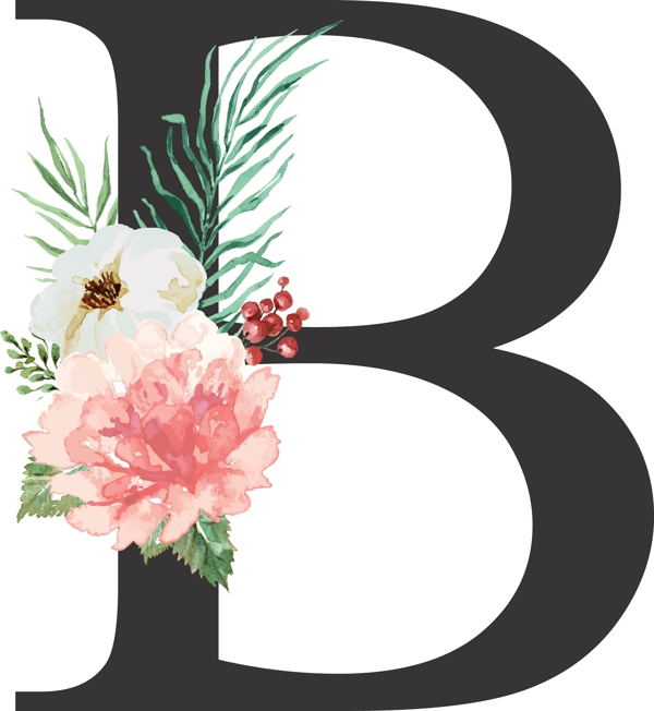 创意婚礼季字母B浪漫花朵