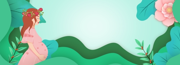 天貓母親節(jié)綠色小清新立體banner