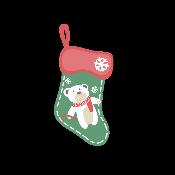 圣诞袜系列之圣诞白熊的祝福可商用元素