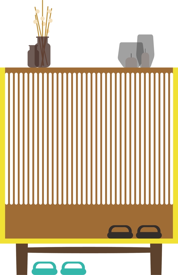 棕色的家具鞋柜插画