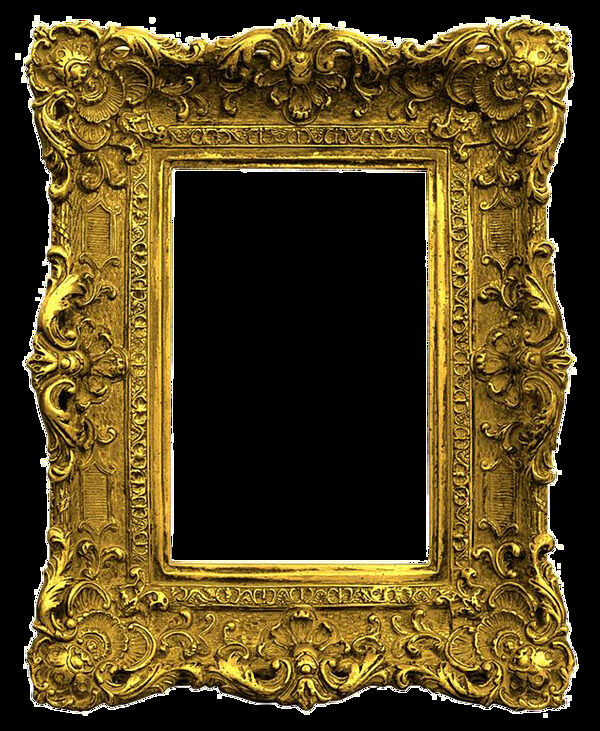 金色欧式花纹相框免抠png透明图层素材