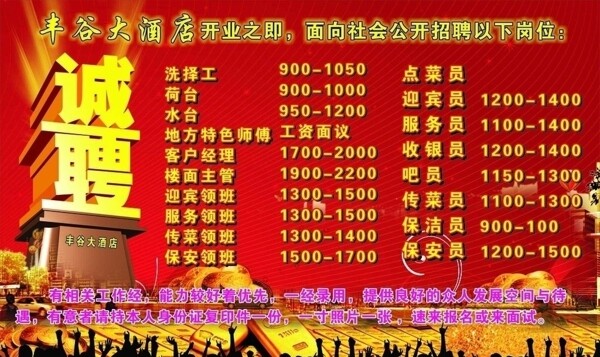 豐谷大酒店誠聘圖片