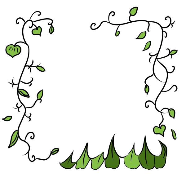 手绘植物绿藤边框
