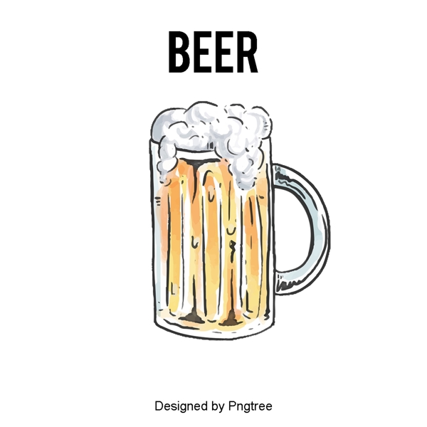 美丽的卡通手绘夏季饮料啤酒