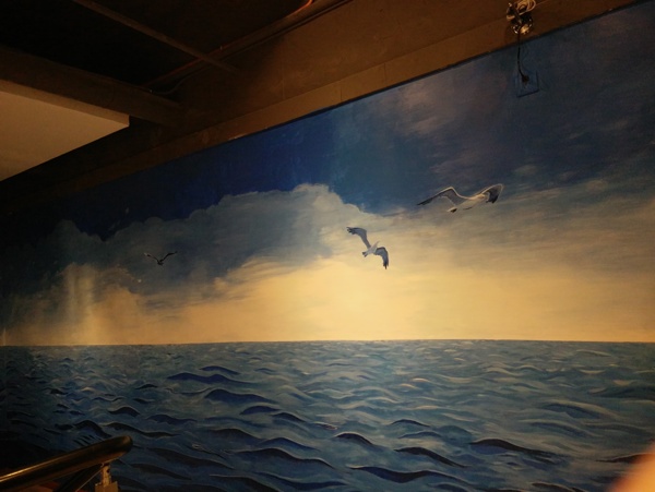 手绘墙海鲜餐厅3D画墙绘