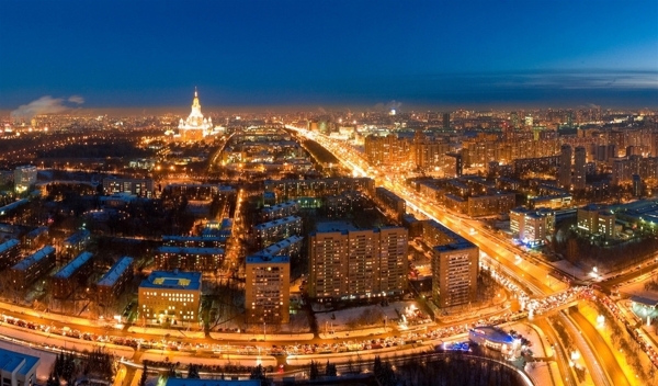 莫斯科城市夜景俯瞰图片