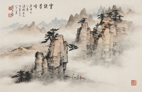 水墨雪繞群峰