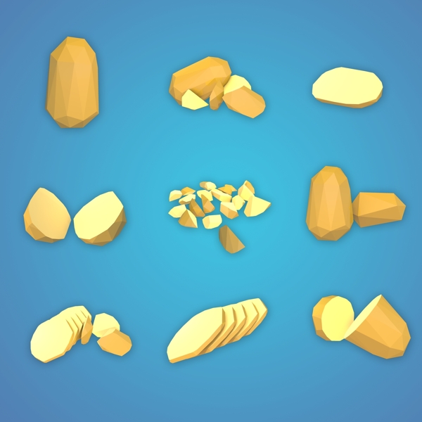 土豆3D立体卡通元素马铃薯白薯