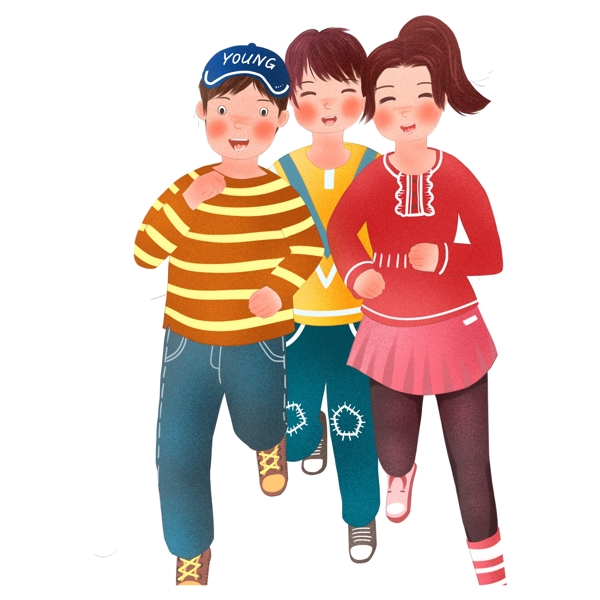 跑步中的孩子插畫人物元素