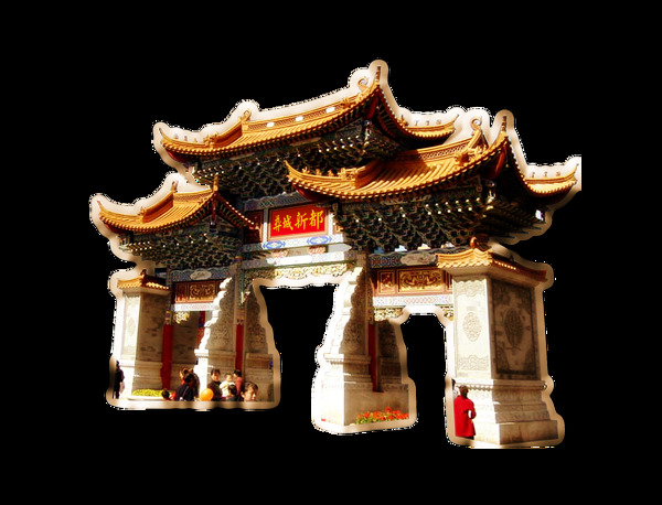 中式复古城门楼元素