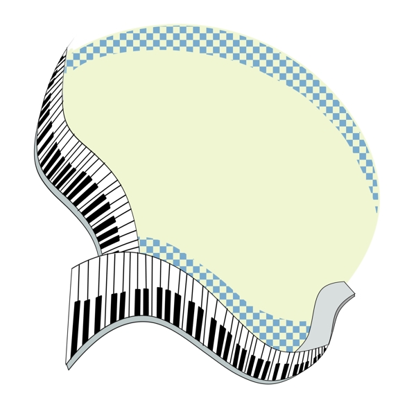 音乐元素边钢琴黑白琴键相框手绘乐器画框