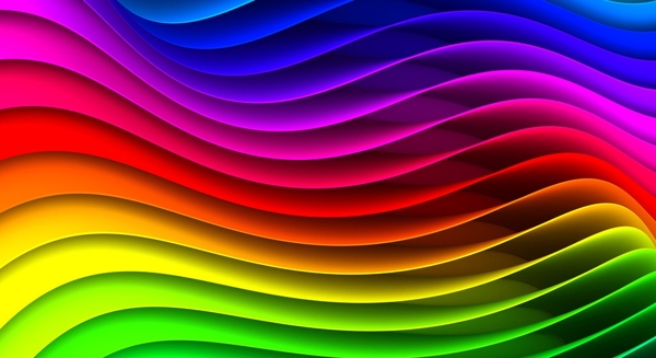 立体彩虹色波浪状塑料片图片
