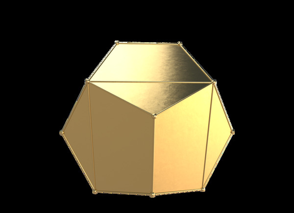 金色立體多邊形箱子png元素