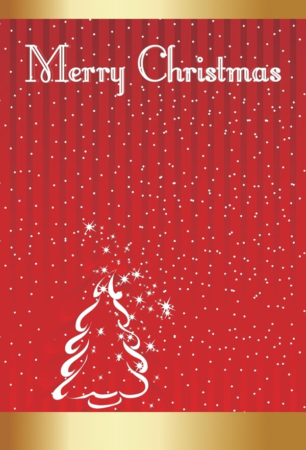 红色勾线圣诞树金色圣诞海报背景素材