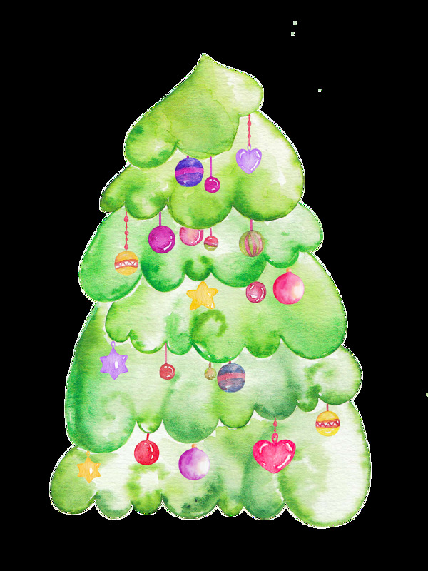 手绘可爱圣诞树png透明素材