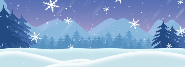全原創(chuàng)小清新冬季雪花banner背景