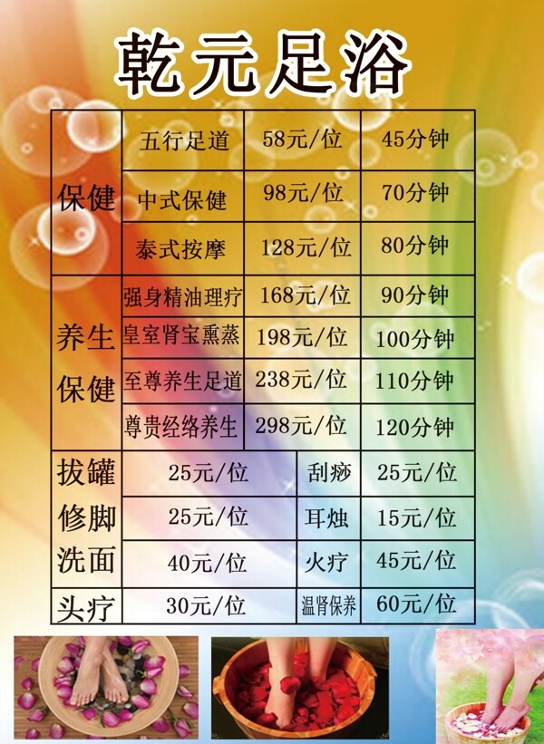 足浴養(yǎng)生保健桌牌