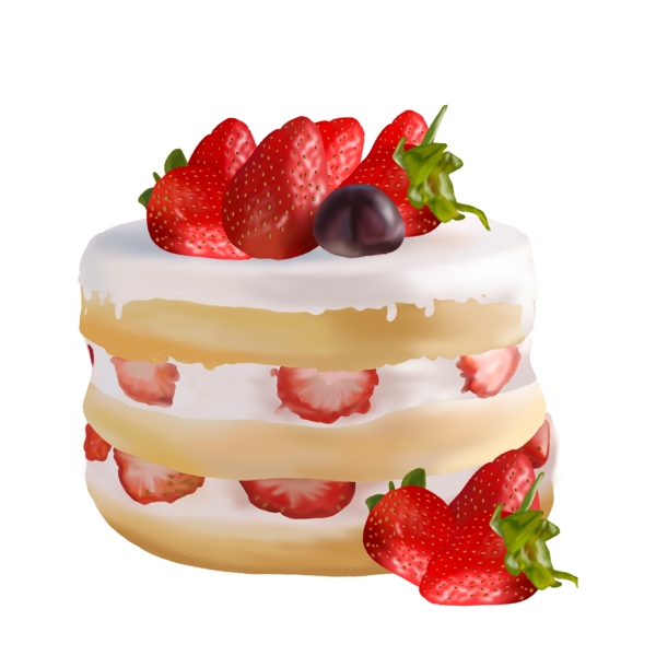 美味草莓蛋糕图案元素