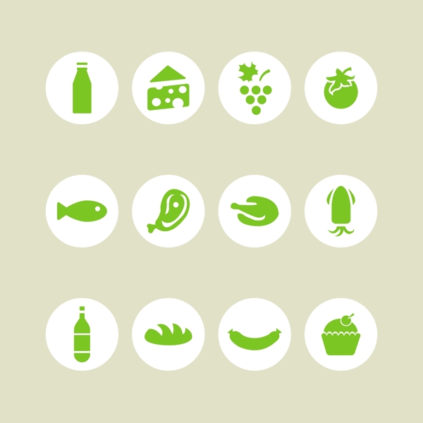 食品绿色图标收藏
