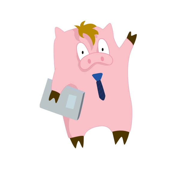 简约猪年卡通猪形象表情包可爱猪元素工作
