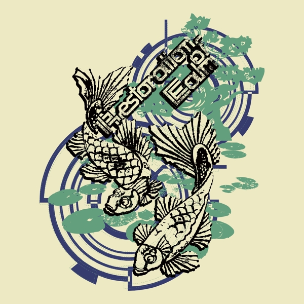 印花矢量圖T恤圖案圖文結(jié)合動物鯉魚免費(fèi)素材