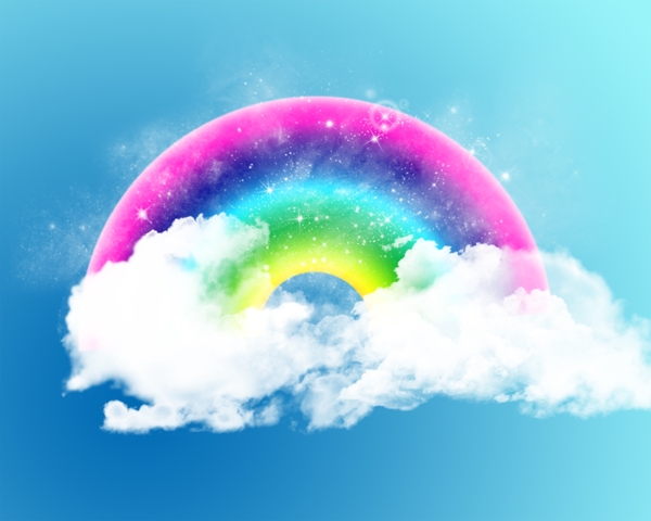彩虹与云朵PSD素材