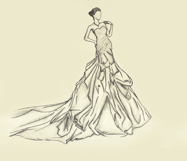 拖尾婚纱设计图