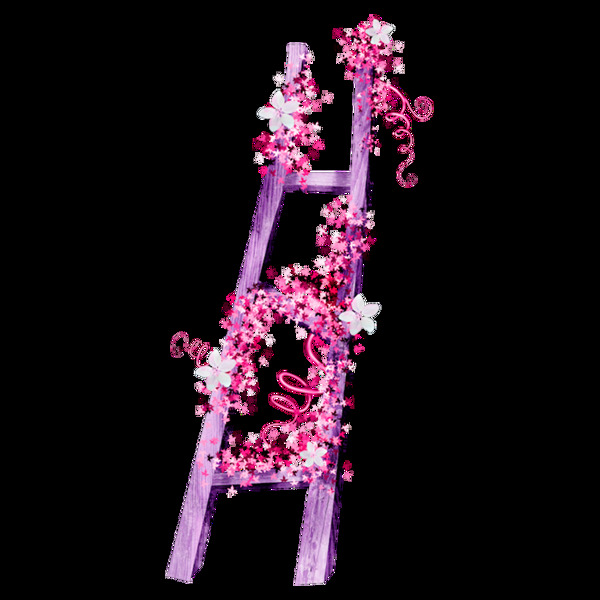 紫色花朵梯子元素