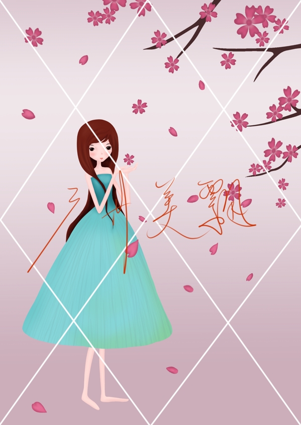 櫻花下的少女