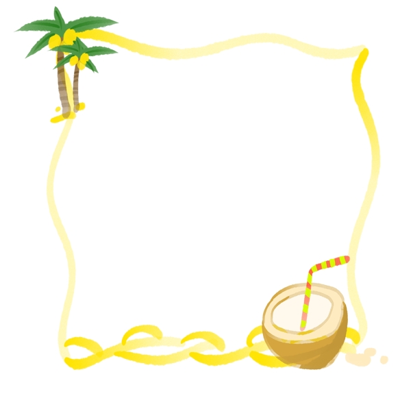水果椰汁椰树边框