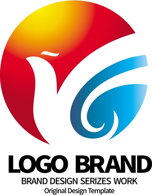 原创红蓝飞鸟Y字母公司LOGO标志设计