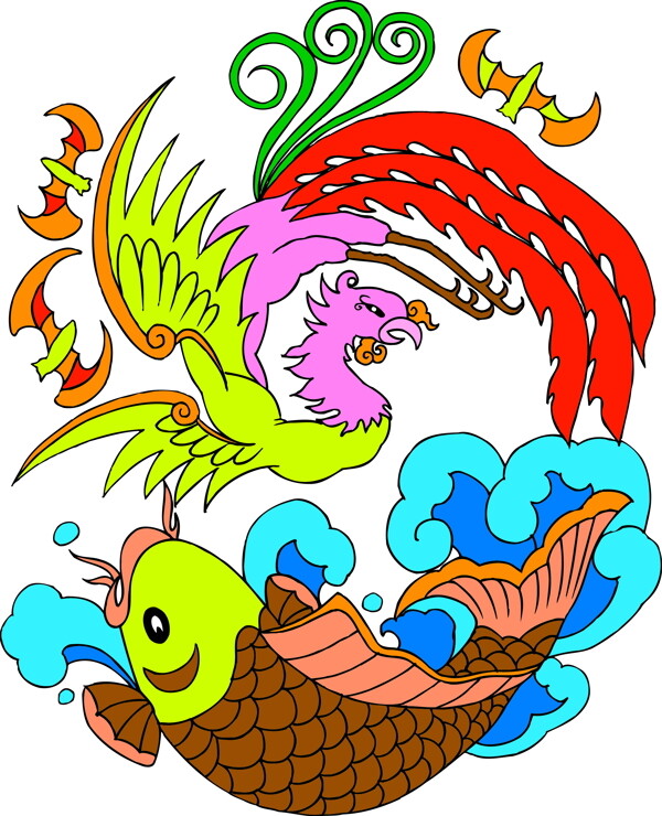 鳥獸吉祥插圖裝飾