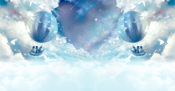 藍(lán)色氣球云朵淘寶全屏banner背景