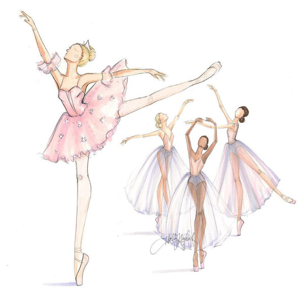 4款芭蕾舞裙设计图