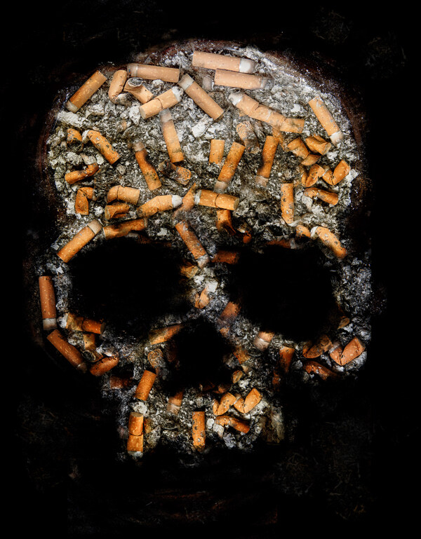 烟头组成的骷髅图片