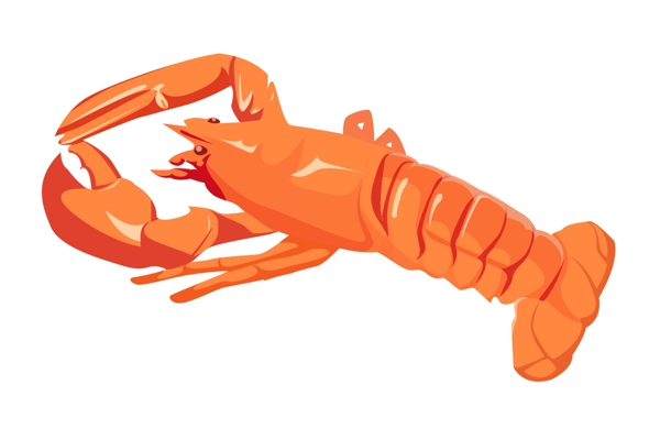 橙色的小龙虾插画