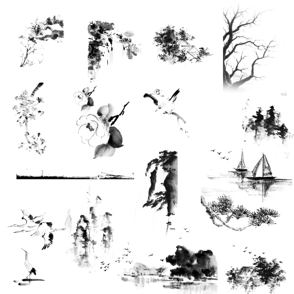 水墨山水畫素材圖片