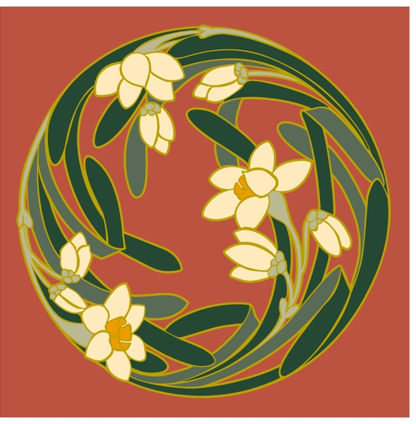 圓形花草圖案