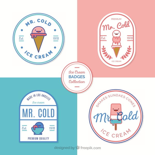 彩色冰淇淋插图标签图标
