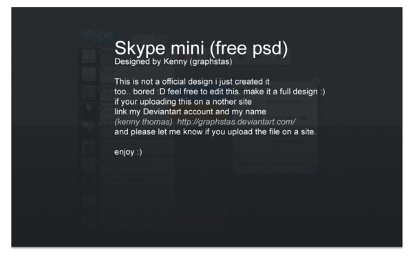 Skype迷你PSD模板