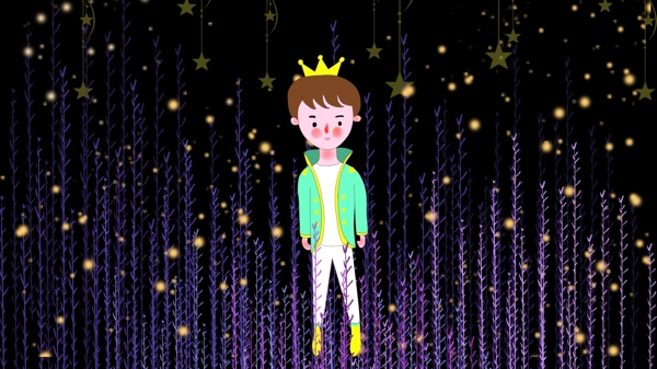 童话风插画森林里的小王子